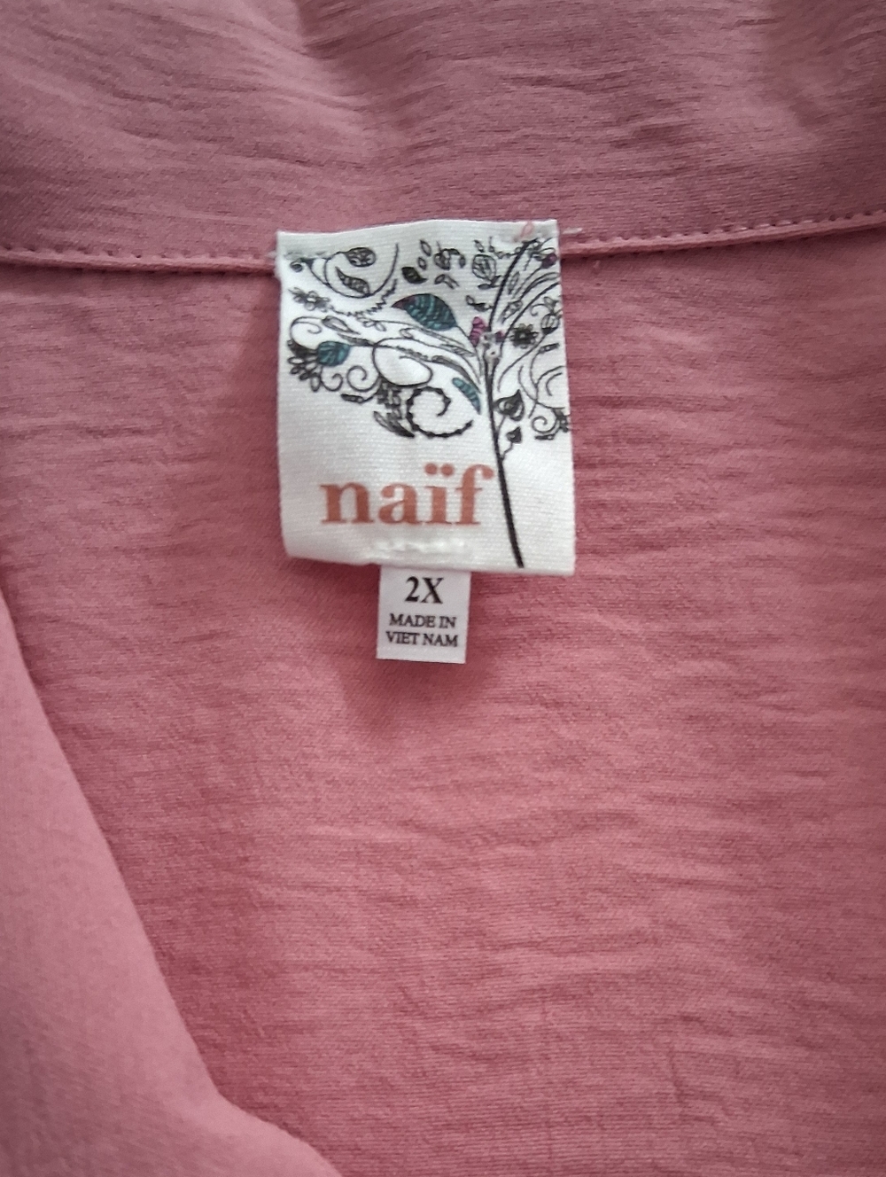 Naïf Montreal/ Mauve Pink Cork Button Up Blouse/ Crepe Material/ Size US 2X - Picture 8 of 13